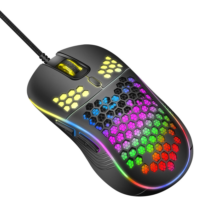 ماوس العاب من داتازون مع منفذ يو إس بي ، تصميم مجوف على شكل خلية نحل يناسب راحة اليد، فائق السرعة (DZOM-GBKlack)