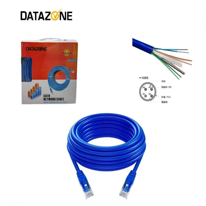 كيبل شبكة كات 6 كرتون طول 15 متر أزرق