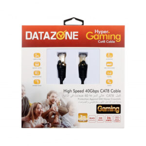 كيبل ايثرنت كات 8 من داتازون شبكة LAN متين 3 متر عالي السرعة 2000 ميجا هرتز 40 جيجا بايت في الثانية 26 ايه دابليو جي وموصل ار جيه 45 بطلاء ذهبي للالعاب وجميع استخدامات الشبكة لسيرفير