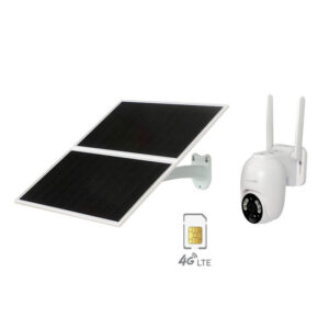 كاميرا مراقبة على الطاقة الشمسية 4G تدعم التسجيل المستمر 24 ساعة -ابيض